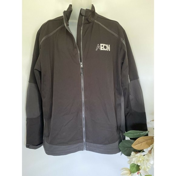 Port Authority Black Zippered Pocket Wind Breaker Basic Jacket AEON Logo 2XL NWT - Picture 3 of 12